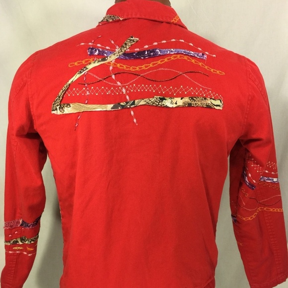 Coldwater Creek M Jacket Red Colorful Sequin Boho - Picture 2 of 8